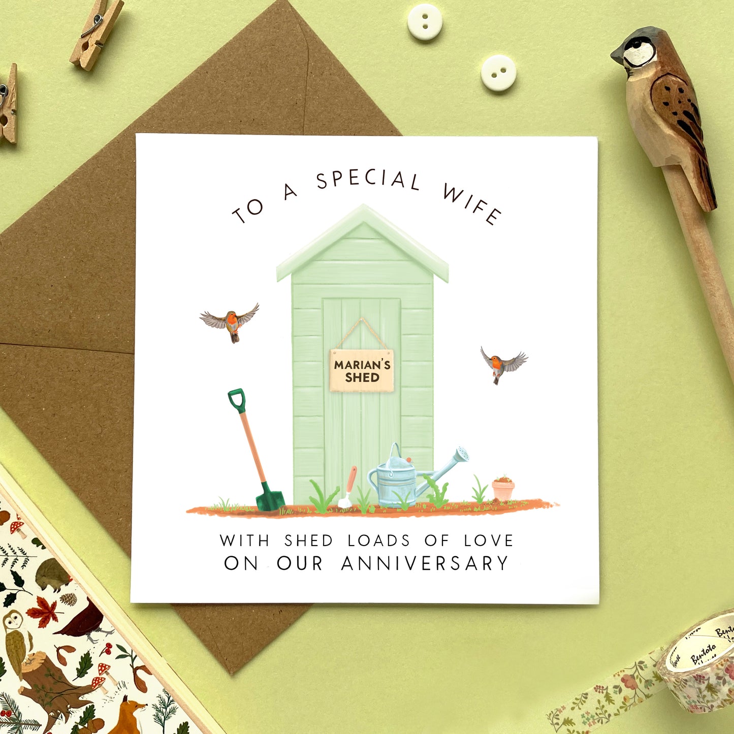 personalised anniversary card for wife - her, girl, woman, women, lady, female, partner, gardening, cute, romantic, special