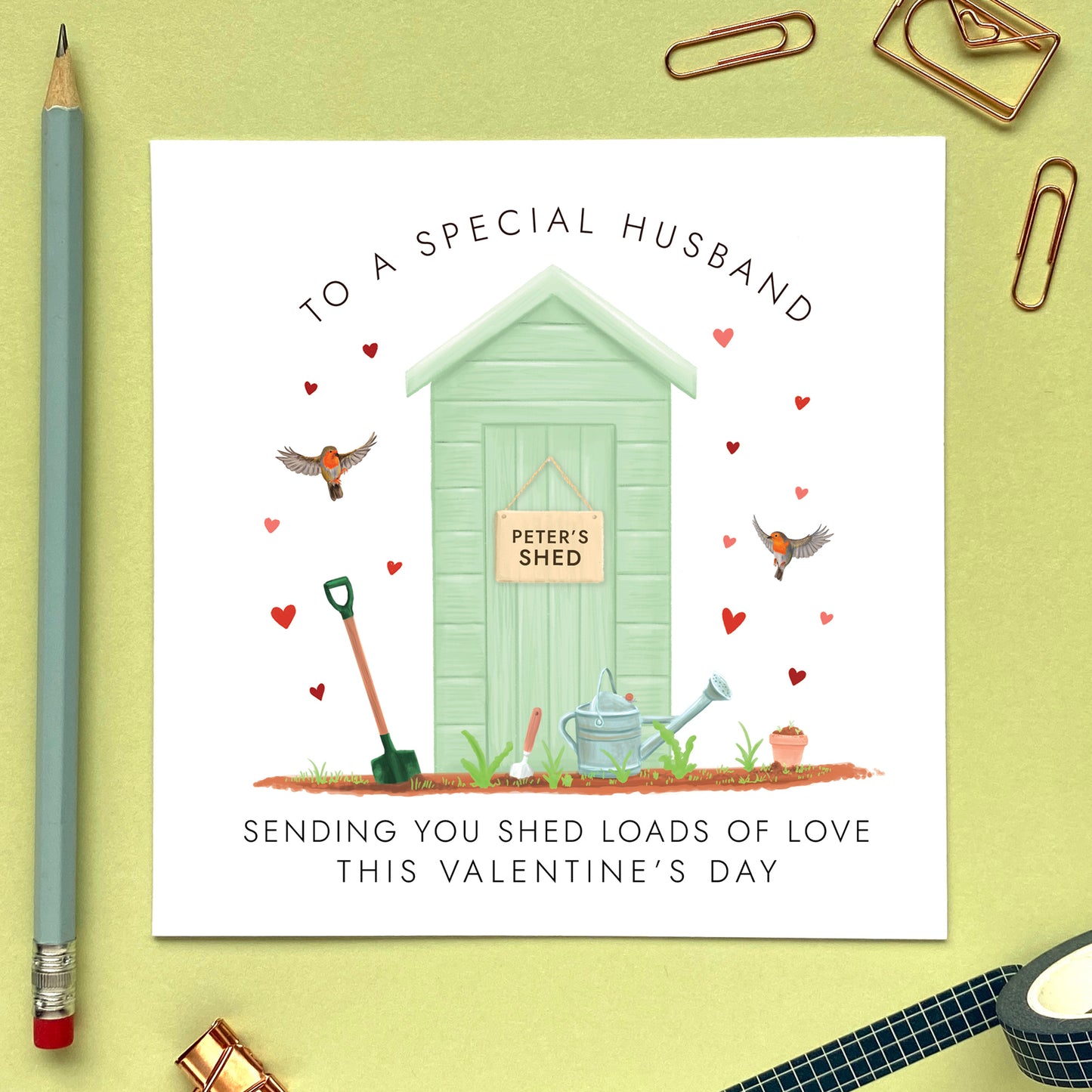 Personalised Garden Shed Valentine's Day Card