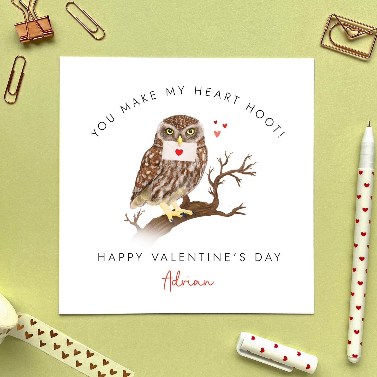 Personalised Owl Valentine's Day Card