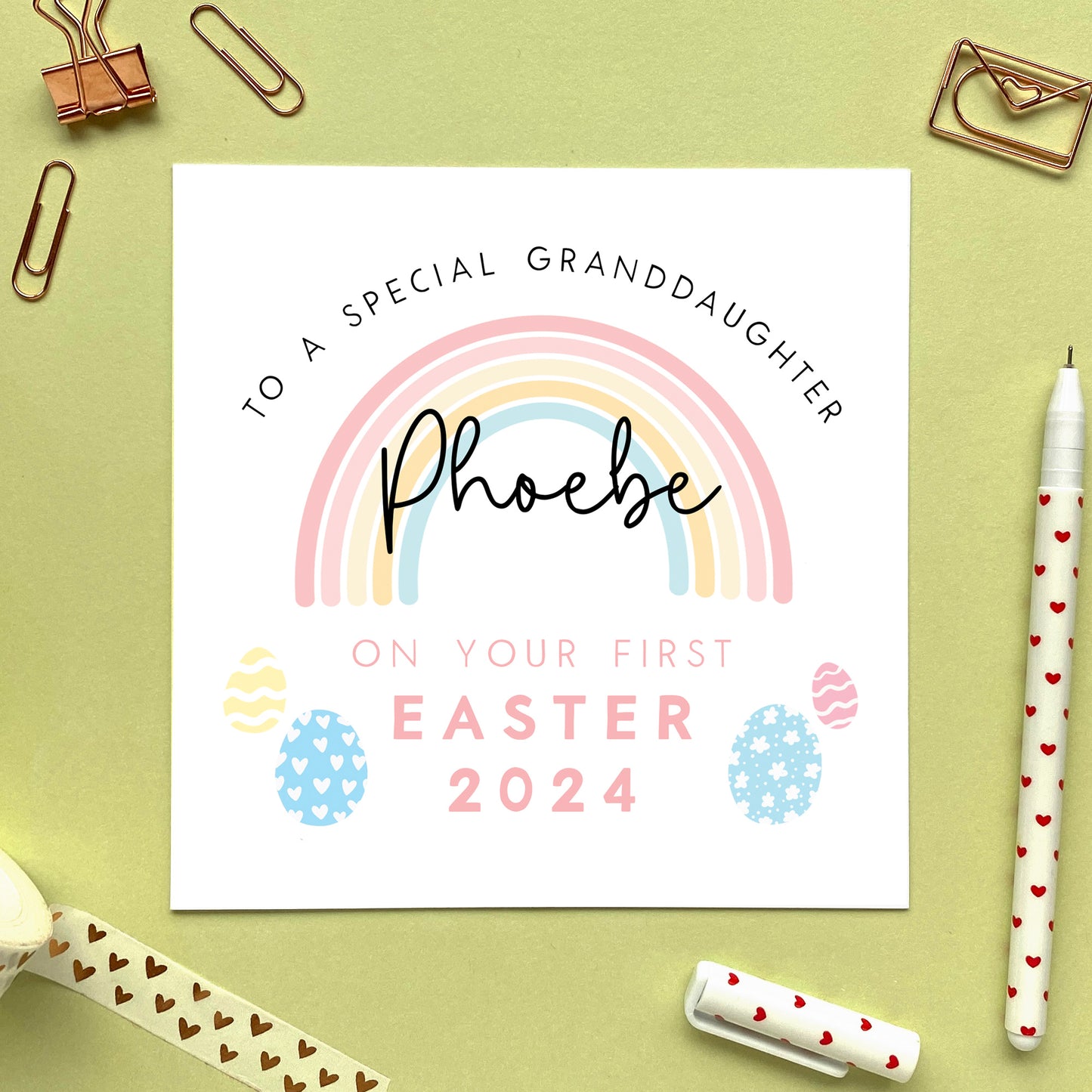 Personalised Rainbow 1st Easter Card for Girl