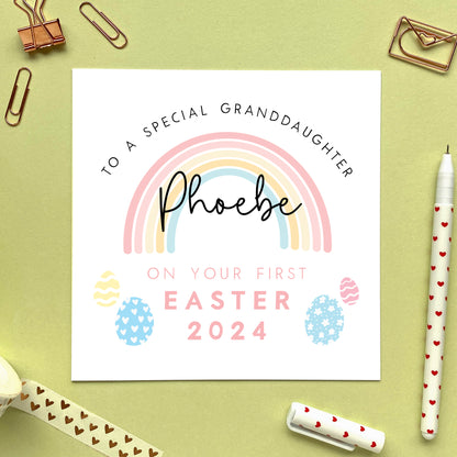 Personalised Rainbow 1st Easter Card for Girl