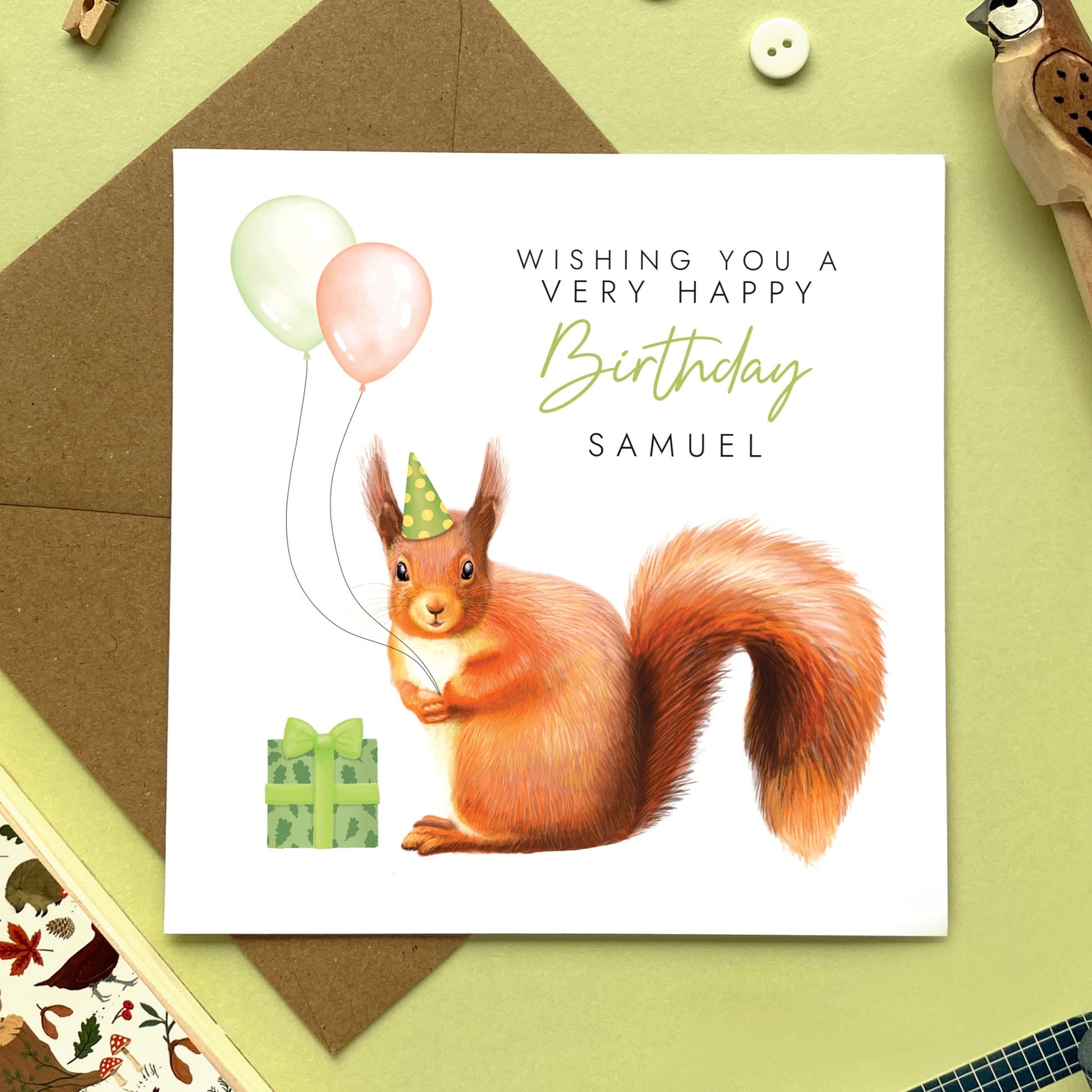 Personalised Red Squirrel Any Age Birthday Card | For Him, Man, Male, Friend, Dad, Grandad, Grandpa, Uncle, Brother in Law, Son, Grandson