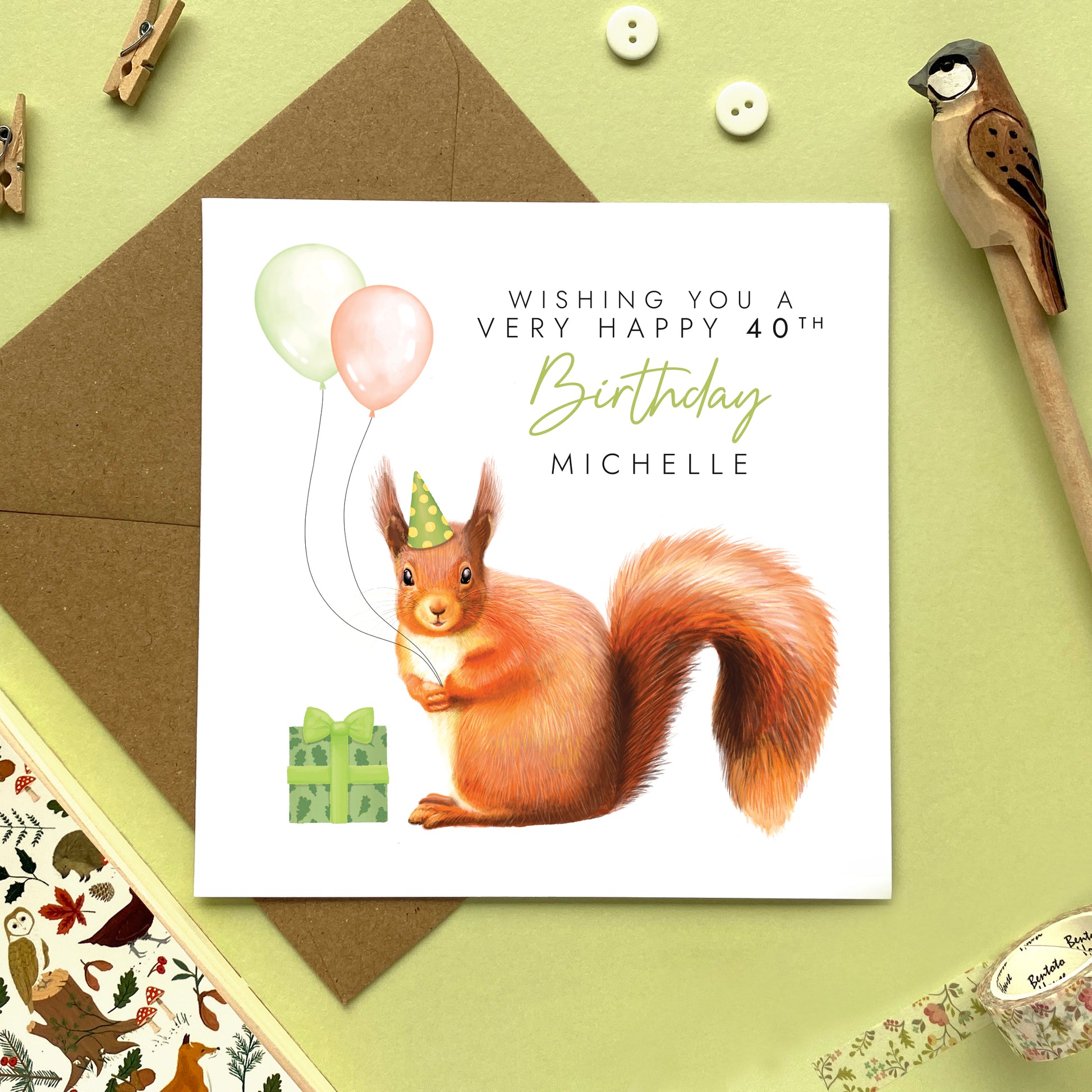 Personalised Red Squirrel Any Age Birthday Card For Her, Lady, Female, Friend, Mum, Grandma, Granny, Auntie, Sister in Law, Daughter, Girl