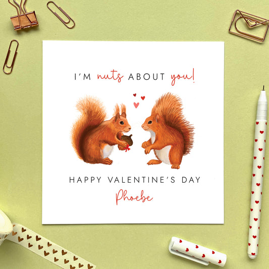 Personalised Red Squirrels Valentine's Day Card