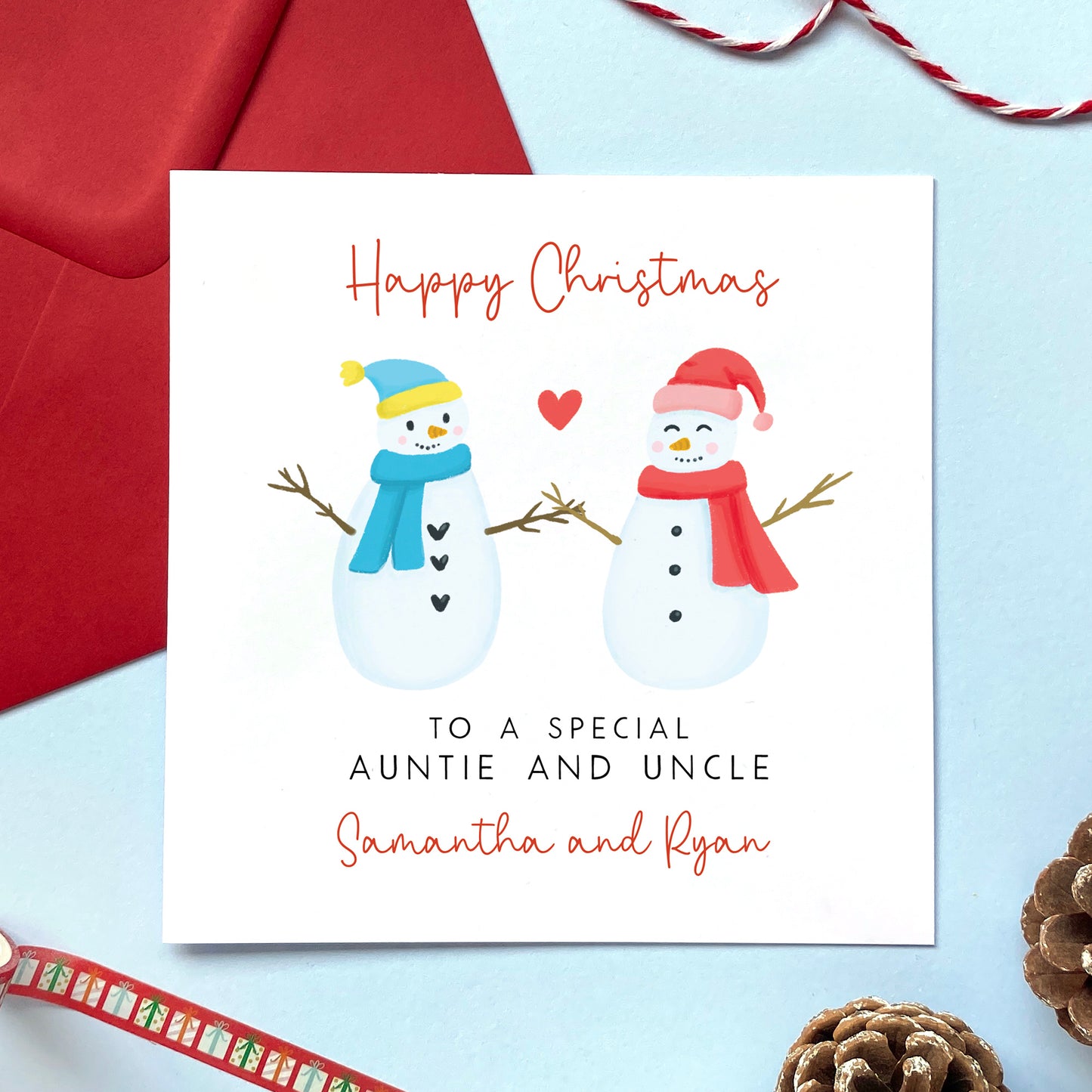 Snowmen Christmas Card for Auntie and Uncle