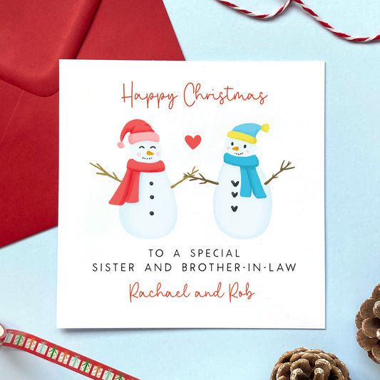 A personalised couple Christmas card for sister and brother-in-law.