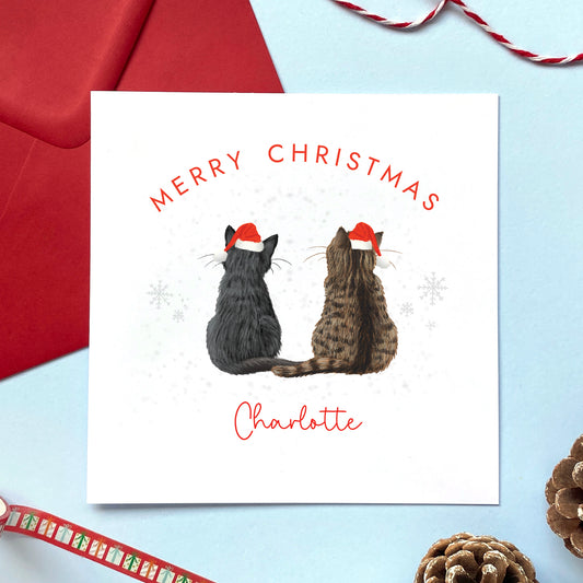 Personalised Choose the 2 Cats Christmas Card