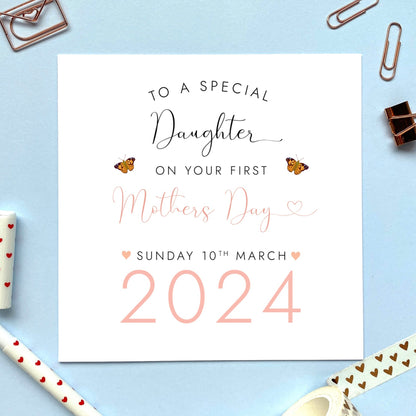 personalised first mother's day card for daughter - granddaughter, niece, sister in law, sister, lady, woman, her, daughter in law, friend, goddaughter, first mother's day card for her, wife, fiancee, girlfriend, partner, 1st mothers day card