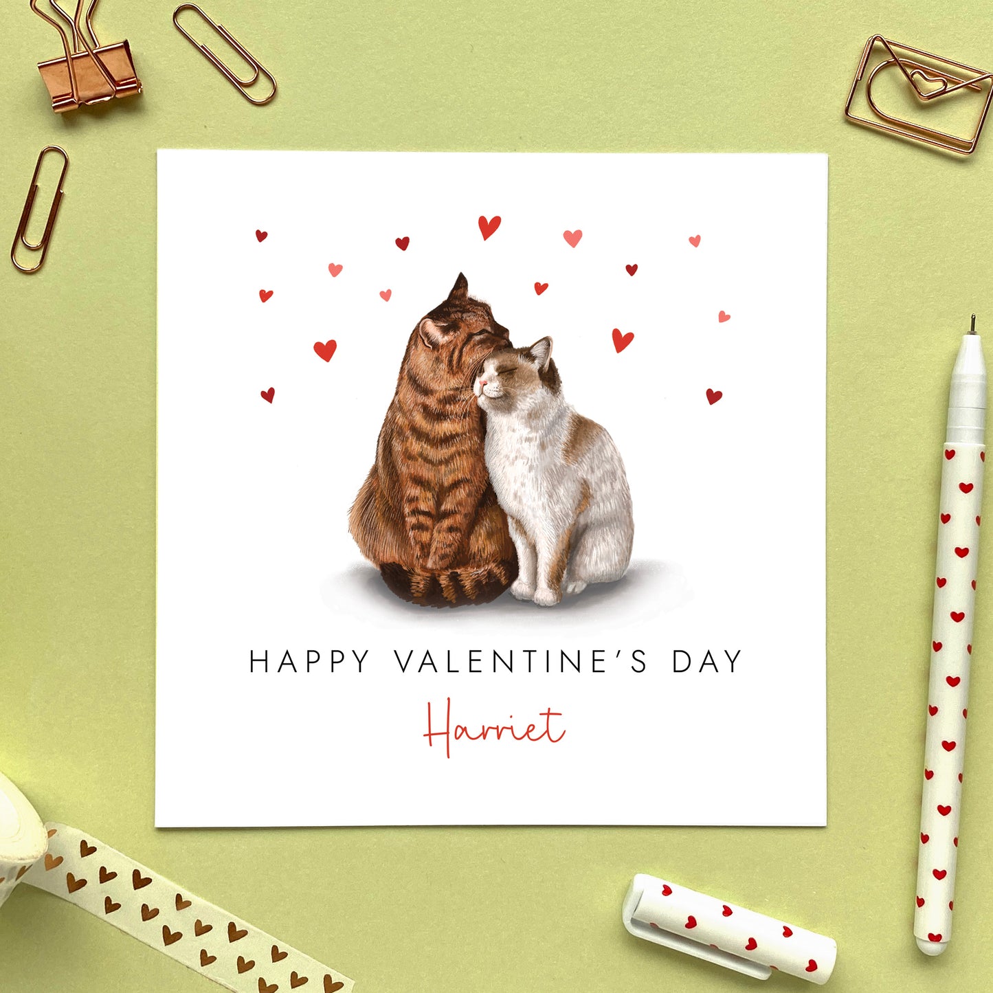 A personalised cats valentine's card