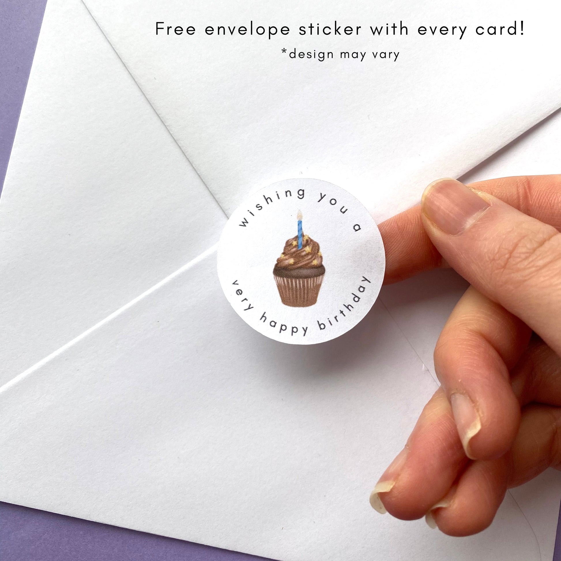 cute chocolate cupcake birthday envelope sticker