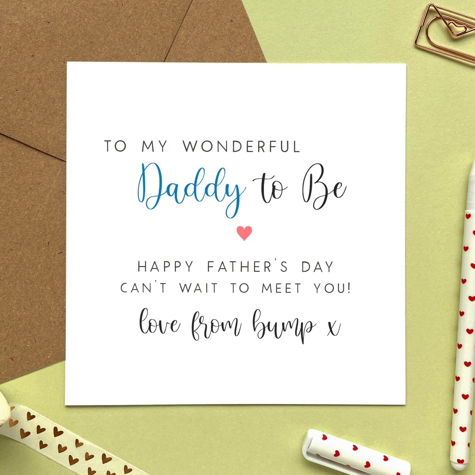 personalised daddy to be father's day card - for expecting father, dad to be, love from bump, card from unborn baby, card from baby bump