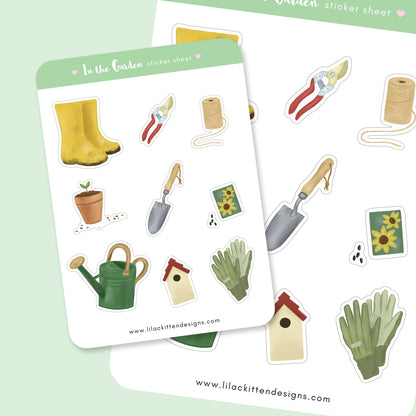 handmade cute garden themed stickers garden tools sticker