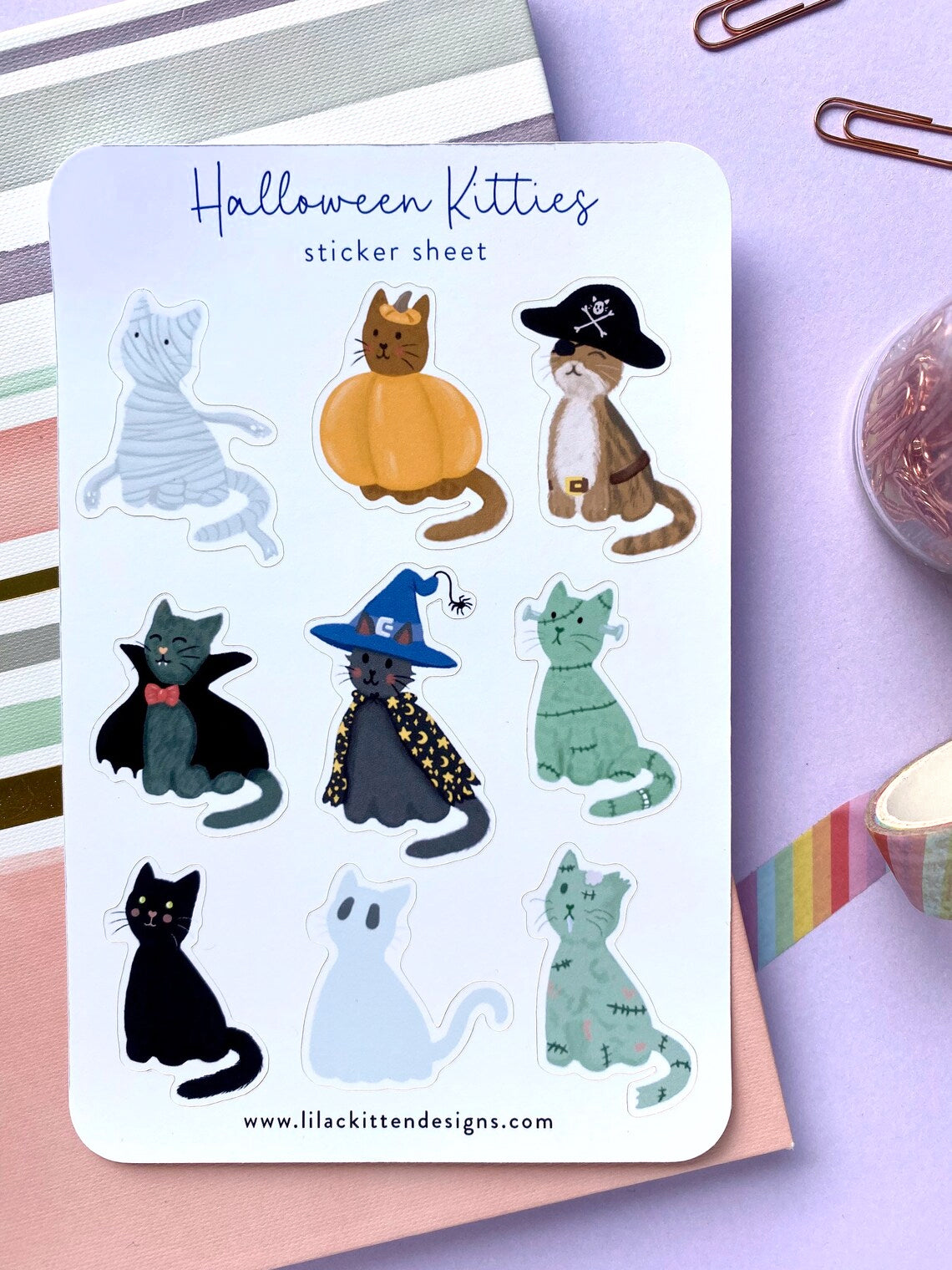 halloween cat sticker sheet