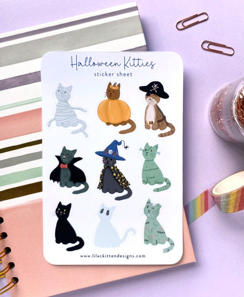 Halloween Kitties Sticker Sheet