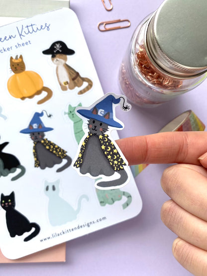 halloween spooky cats kitties sticker sheet