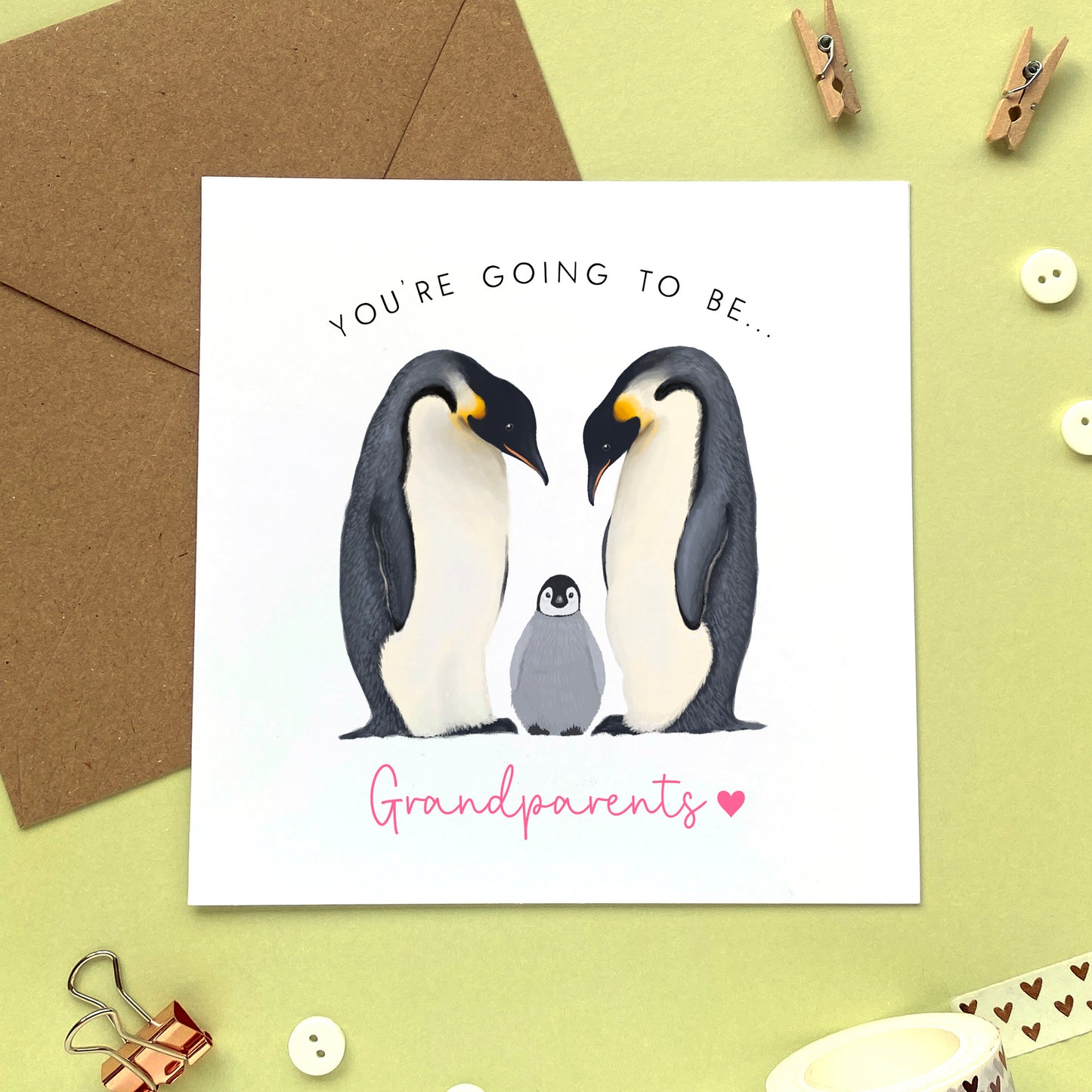 Personalised Penguins Grandparents to Be Card