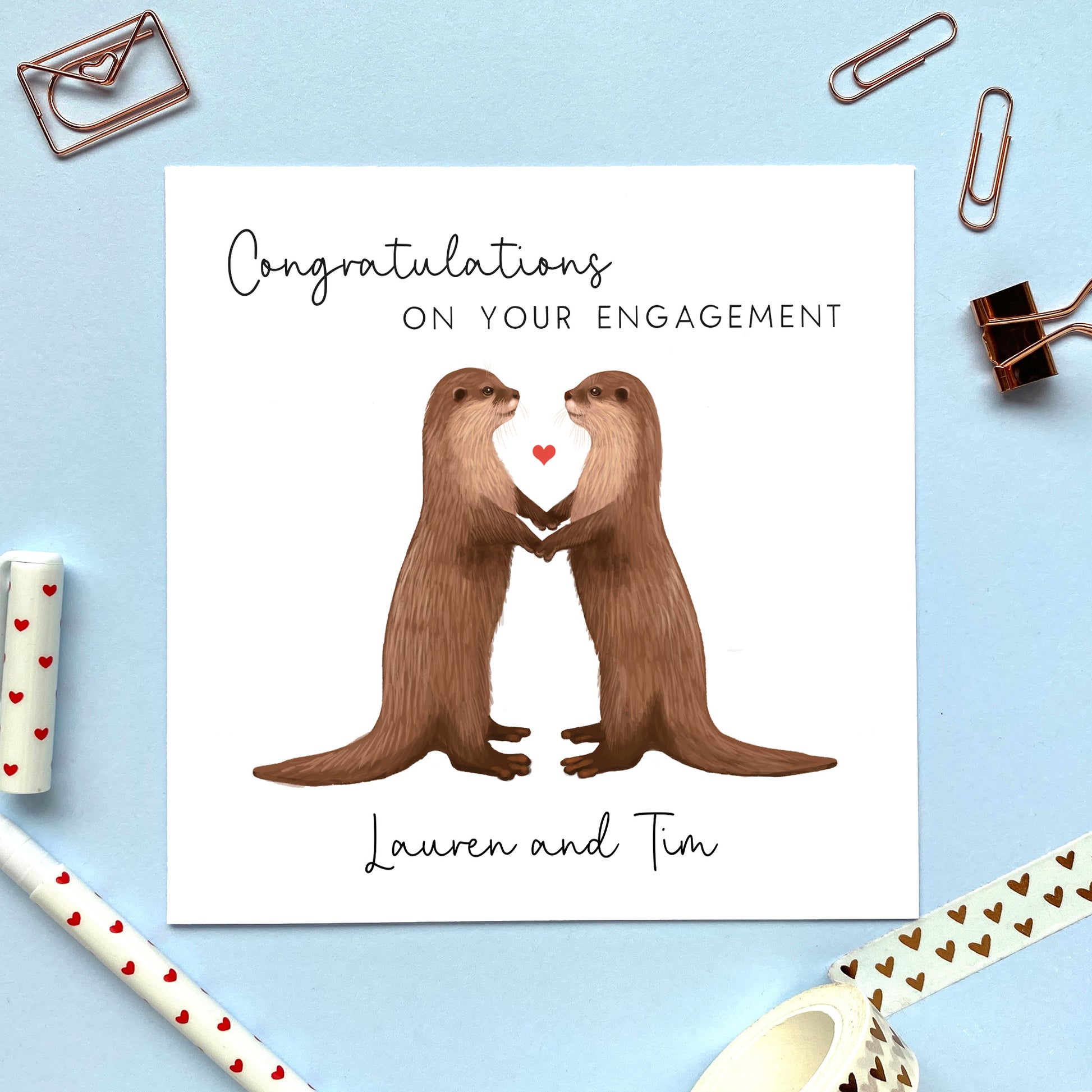 personalised otter congratulations on your engagement card for special couple daughter and fiance son and fiancee niece nephew partner sister brother grandson granddaughter