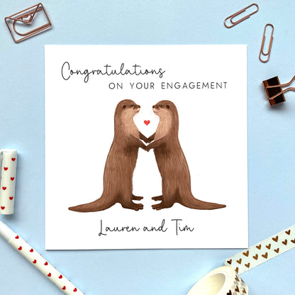 personalised otter congratulations on your engagement card for special couple daughter and fiance son and fiancee niece nephew partner sister brother grandson granddaughter