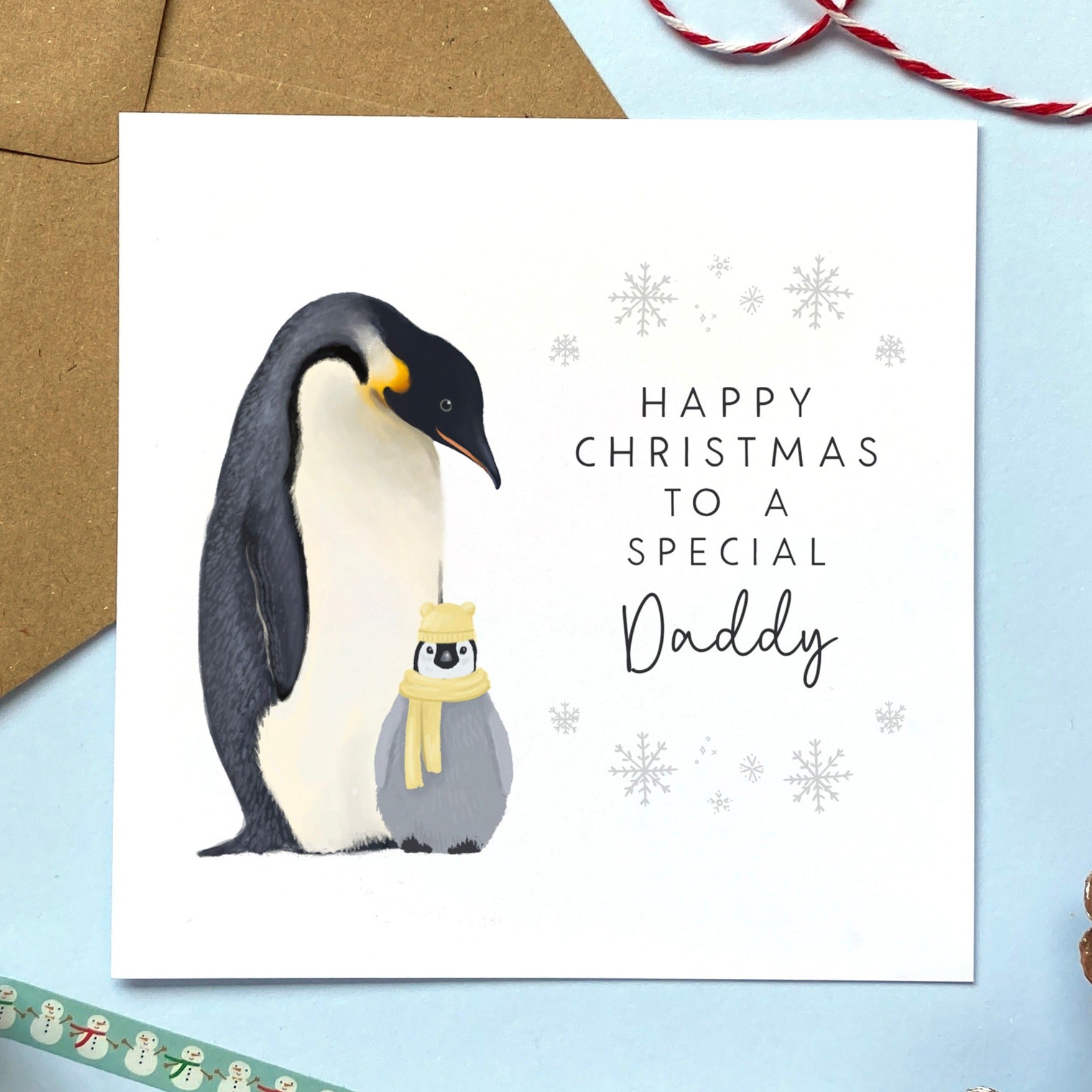 Personalised Penguin Christmas Card for Dad