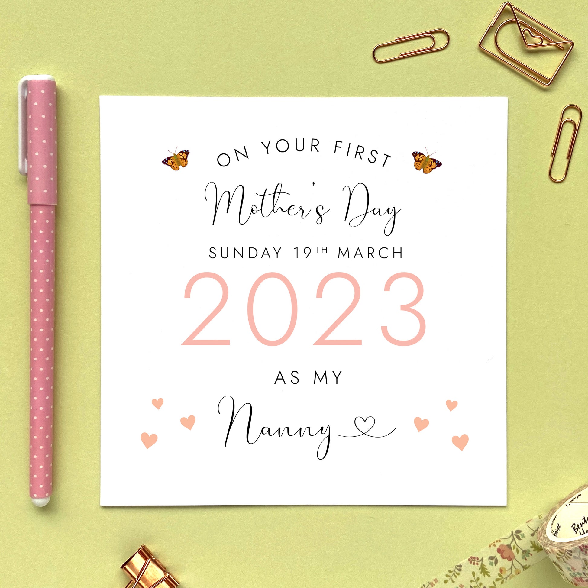 personalised first mothers day as my nanny card - 1st mothers day card for nanny - nan, nanna, nana, grandma, granny, gran - sunday 19th march 2023 - on your first mothers day as my nanny card