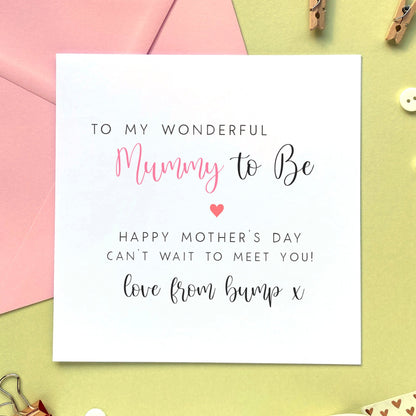 personalised mummy to be mother's day card - mommy to be, mama to be, mum to be, mom to be - expectant mother, pregnant, daughter, baby, granddaughter, cute, from the bump card, love from bump