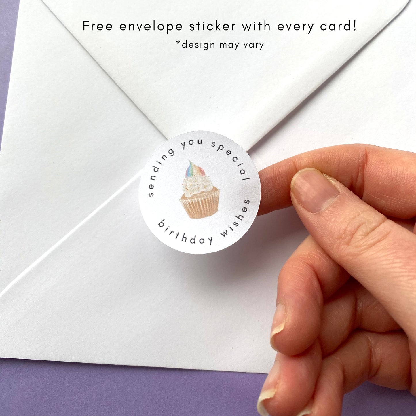 free envelope sticker with every handmade card