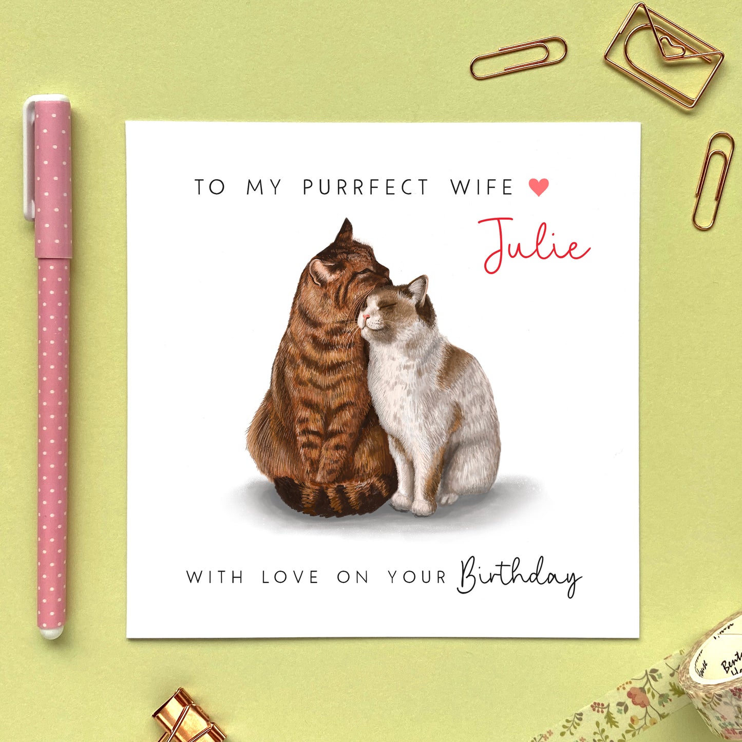 personalised cat birthday card for special partner husband wife him her fiance fiancee boyfriend girlfriend