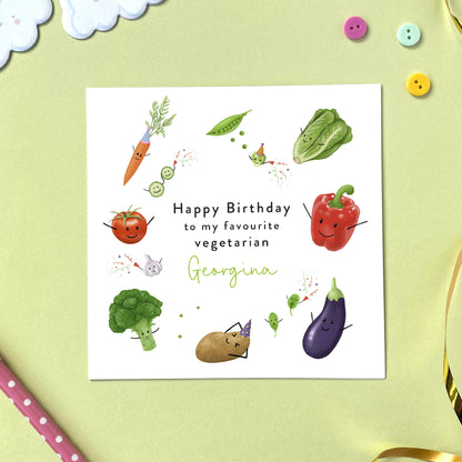 personalised vegetarian birthday card cute funny