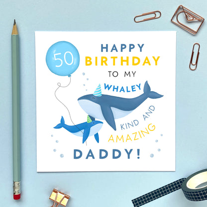 Personalised Whale Birthday Card for Dad